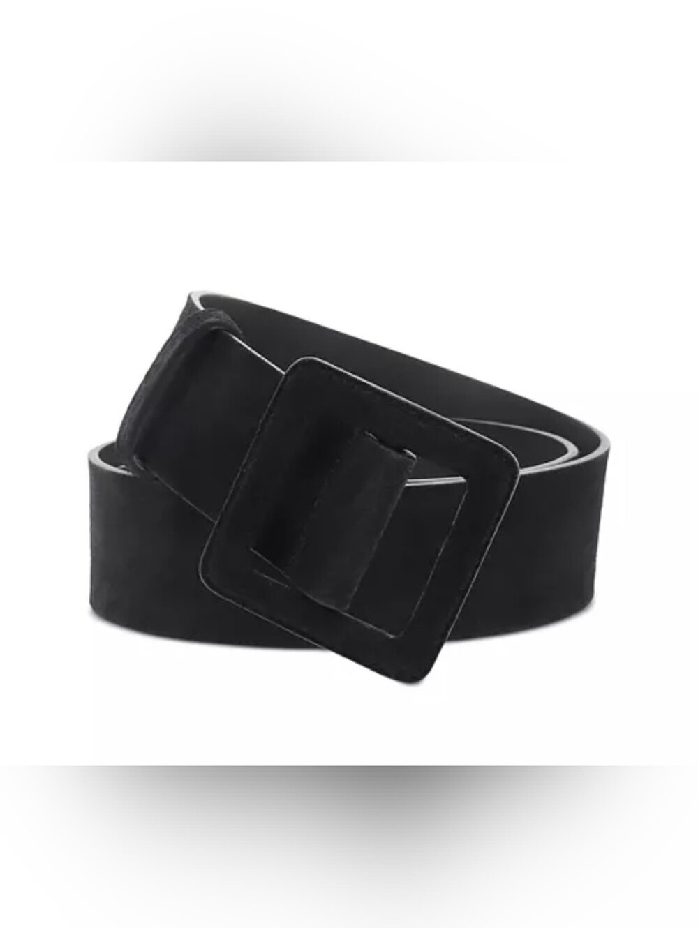 J. Crew Black Suede Belt with Black Suede Covered Buckle Sz MEDIUM